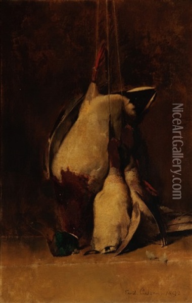 Still Life - Mallard And Teal Oil Painting - Emil Carlsen