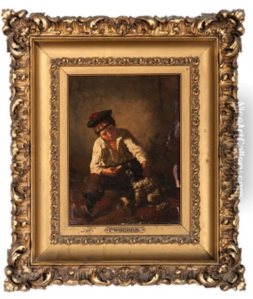 Boy And Dog Oil Painting - Pieter Willem Sebes