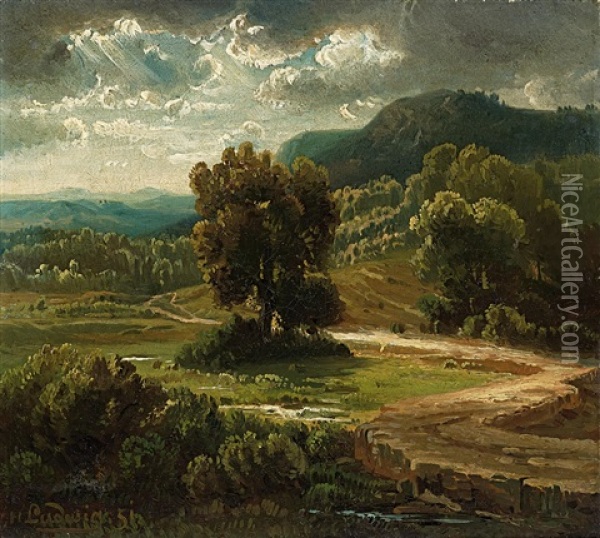 Voralpenlandschaft Oil Painting - Heinrich Ludwig
