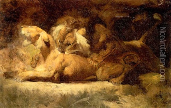 Les Lions Oil Painting - Henri Emilien Rousseau