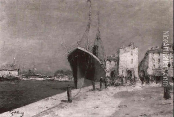 Scene De Port Oil Painting - Emile Godchaux