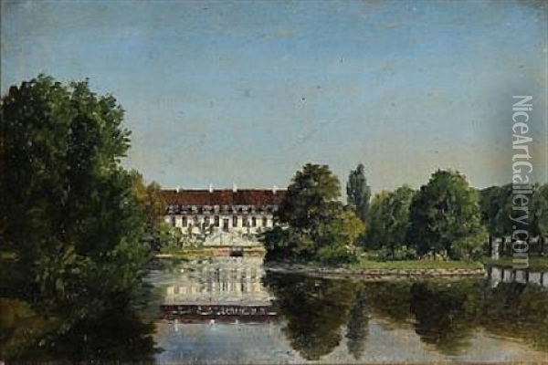 View Of Glorup Manor On The Danish Island Funen Oil Painting - Thorald Laessoe