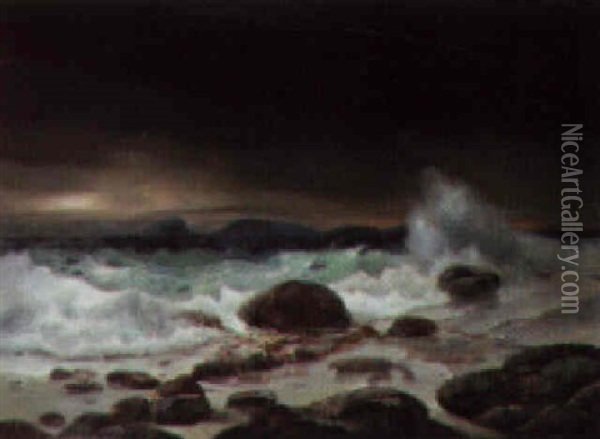 Breakers On The Shore Oil Painting - Hans von Petersen