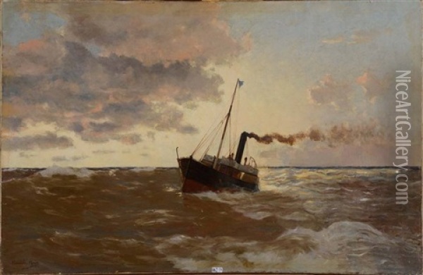 Caboteur En Mer Oil Painting - Francisco Hernandez Monjo