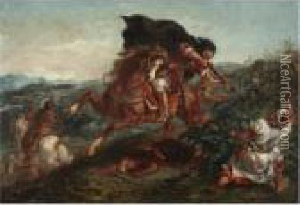 Le Combat Oil Painting - Eugene Delacroix