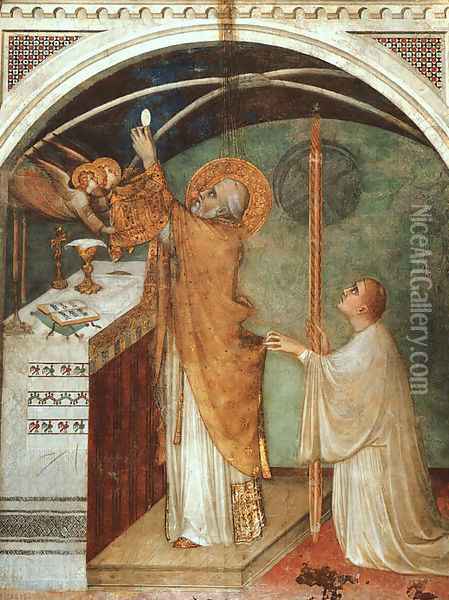 Miraculous Mass 1321 Oil Painting - Simone Martini