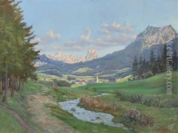 Dorflandschaft Oil Painting - Carl Goedel