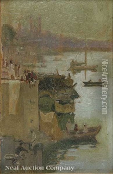 Scene In Benares, India Oil Painting - John Roderick Dempster