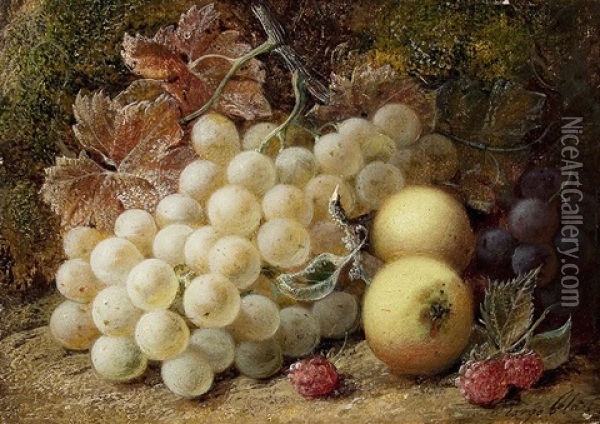 Fruchtestilleben Mit Trauben, Himbeeren Und Apfeln Oil Painting - George Clare