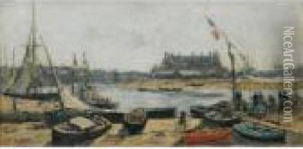 Trouville, Vue Du Port Prise De L'embarcadere Oil Painting - Eugene Boudin