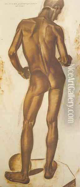 Standing Male Nude Oil Painting - Ludomir Slendzinski
