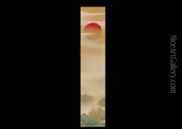 Waves And Sun Oil Painting - Manshu Kawamura