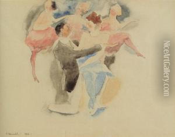 In Vaudeville: Man And Woman With Chorus Oil Painting - Charles Demuth