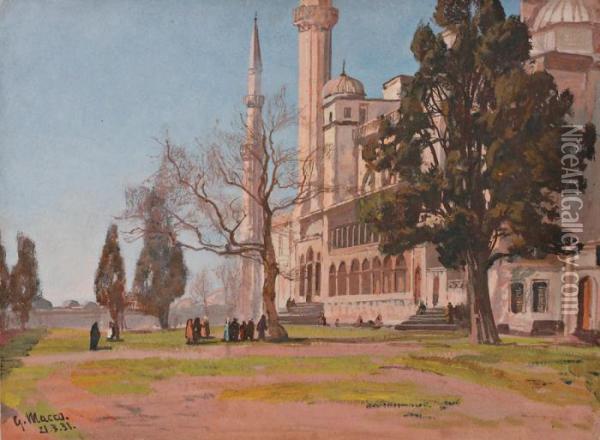 Devant La Mosquee Oil Painting - Georg Macco