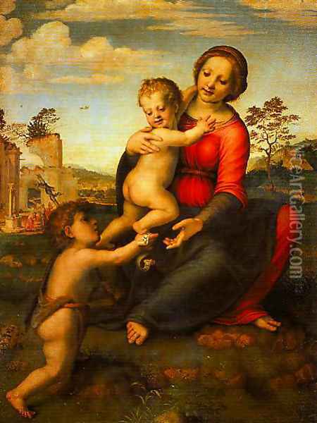 Madonna and Child with the Young St John Oil Painting - Francesco Franciabigio