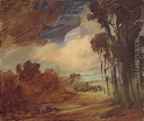 Landschaft Mit Heuernte Oil Painting - Wilhelm Busch