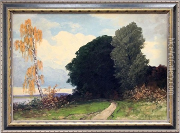 Markisches Seeufer Mit Oil Painting - Rudolf Hellgrewe
