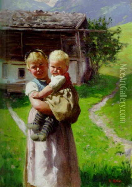 Sisterly Love Oil Painting - Emil Rau