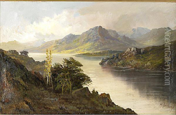 Eagle Cliffs At Pasfile Lake Oil Painting - Mason Jackson