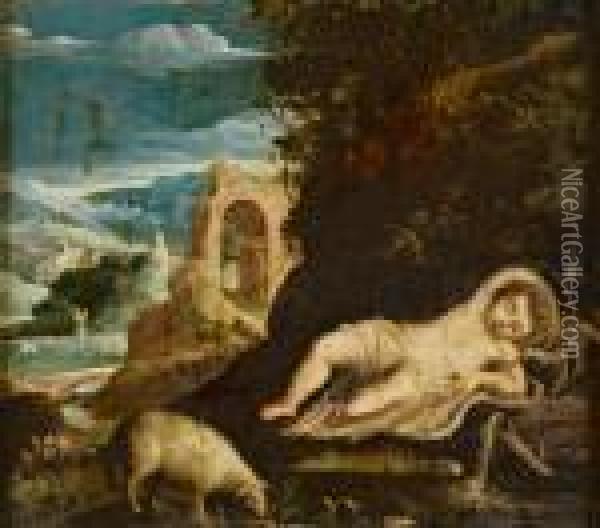 Paesaggio Con S. Giovannino Dormiente Oil Painting - Paul Bril