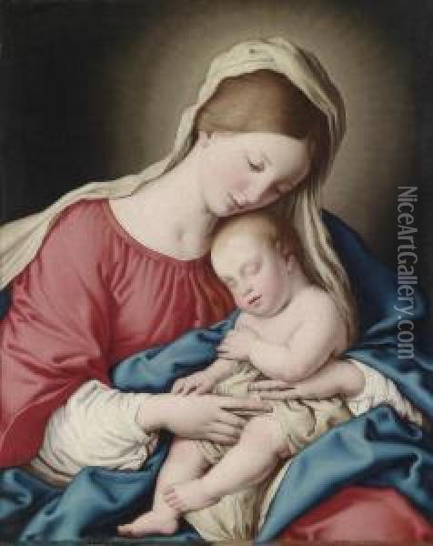 Themadonna And Child Oil Painting - Giovanni Battista Salvi
