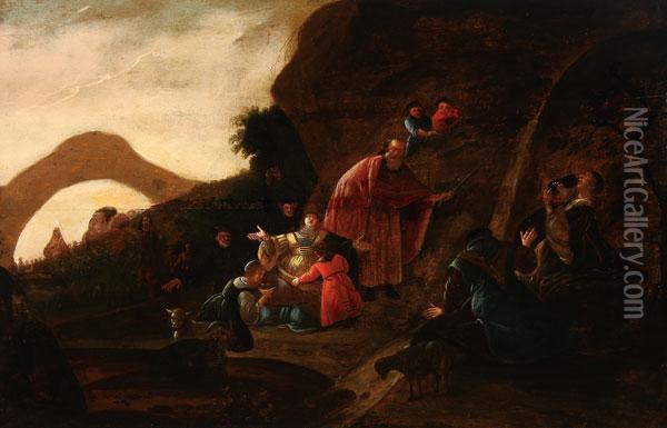 Moses Striking The Rock Oil Painting - Jacob Willemsz de Wet the Elder