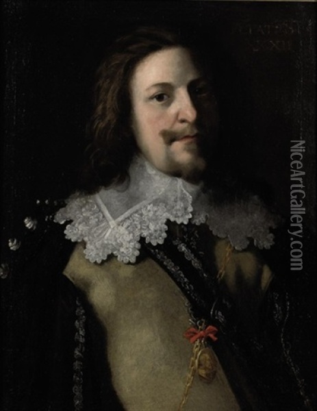 Portrait Of A Gentleman In Buff Coat And Lace Collar Oil Painting - Bartholomeus Van Der Helst
