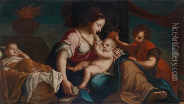Caritas Romana Oil Painting - Marc Antonio Franceschini