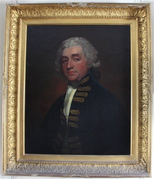 Portrait Of Admiral Sir Joshua Rowley Oil Painting - George Romney