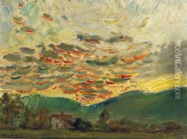Sunset Oil Painting - Max Slevogt