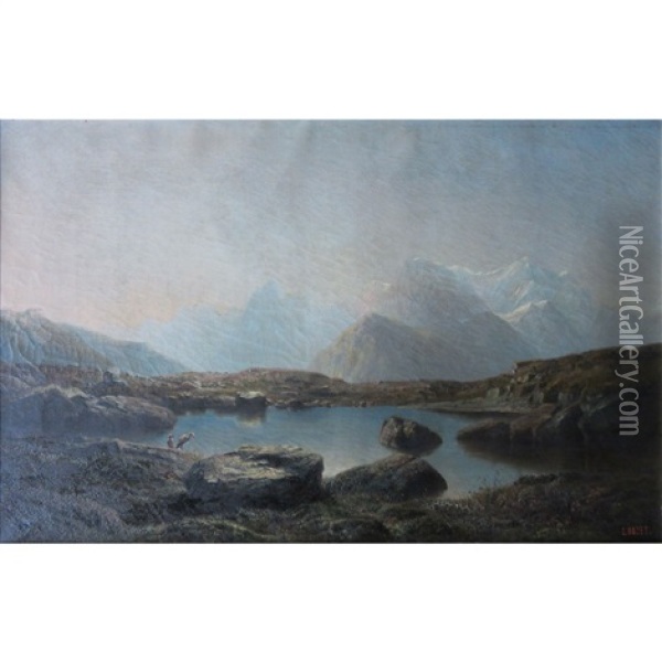 Mountainous Landscape Oil Painting - Leberecht Lortet
