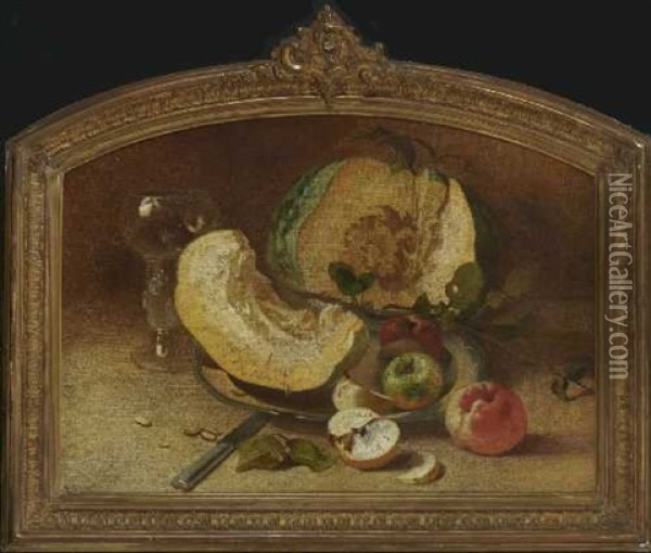 Fruchtestillleben (+ Stillleben Mit Meeresfruchten; Pair) Oil Painting - Charles Hoguet