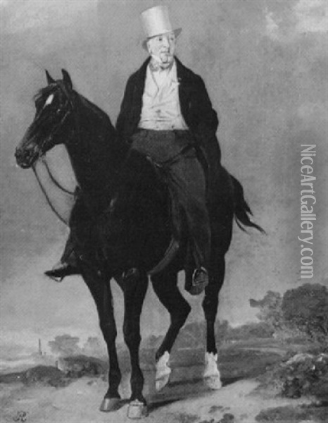Portrait Of Lord Talbot Mounted On A Dark Bay Hunter Oil Painting - Richard Ansdell
