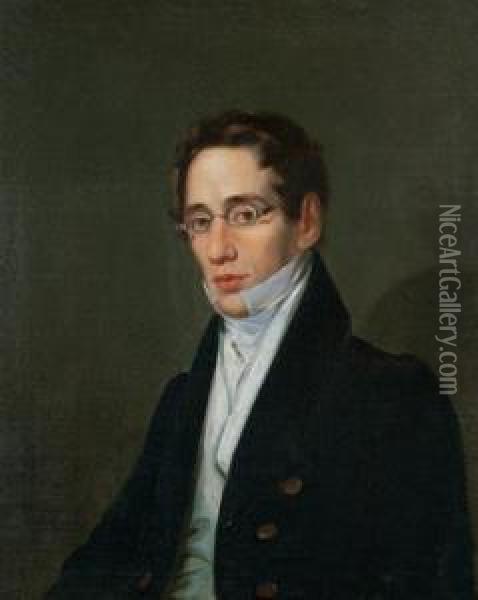 Portrait Of A Man In Spectacles Oil Painting - Jacob Eichholtz