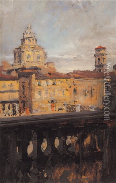 San Lorenzo (torino) Oil Painting - Paolo Gaidano