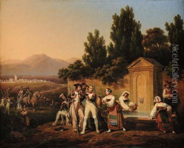 Truppe Napoleoniche Nella Campagna Laziale Oil Painting - Hippolyte Lecomte