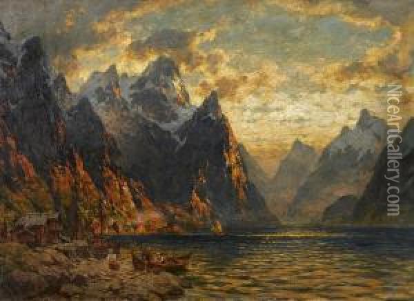 Am Westfjord Oil Painting - Carl August H. Oesterley