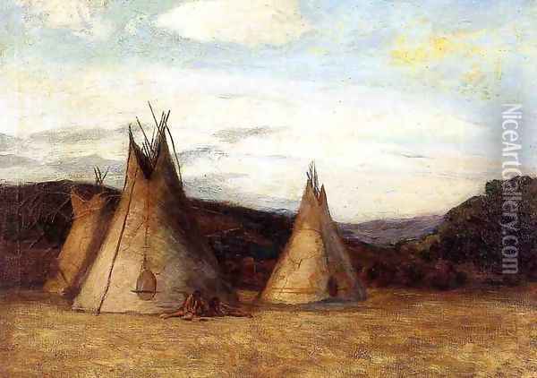 Indian Encampment Oil Painting - Edmund Montague Morris