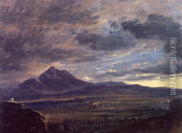 Der Untersberg Von Salzburg Aus Gesehen Oil Painting - Georg Maximilian Johann Von Dillis