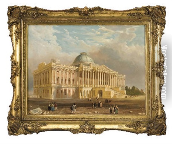 The United States Capitol Oil Painting - William H. Bartlett