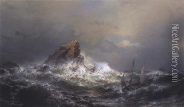 Sailing Boats On Stormy Seas Oil Painting - Mauritz Frederick Hendrick de Haas