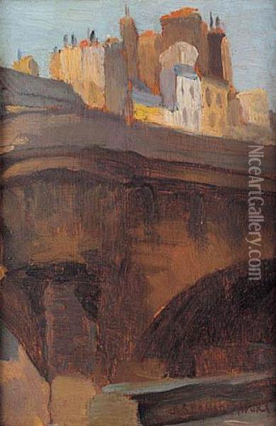 Widok Pont Neuf W Paryzu, 1888-95 R. Oil Painting - Jan Stanislawski