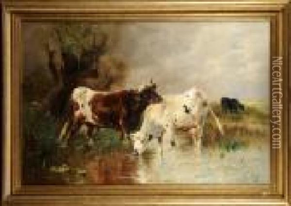 Les Vaches Oil Painting - Henry Schouten