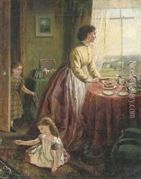 Time For Tea Oil Painting - Jane Maria Bowkett