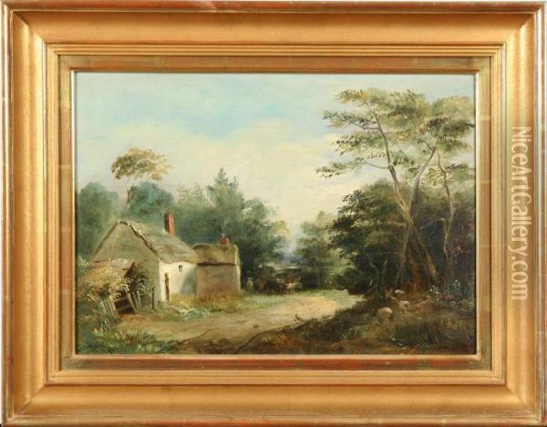 Tillskriven, Landskap, Signerad Alfred Vickers Oil Painting - A.H. Vickers