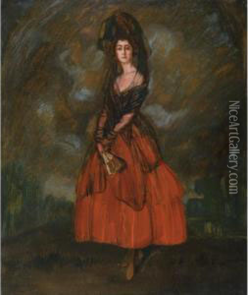 Boceto Para El Retrato De La 
Duquesa De Alba (study For The Portrait Of The Duchess Of Alba) Oil Painting - Ignacio Zuloaga Y Zabaleta