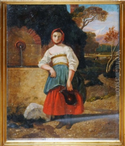 Peasant Woman At The Well Oil Painting - Antonio Ciseri