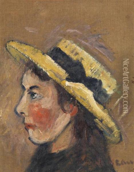 Portrait D'yvonne Loiseau Oil Painting - Gustave Loiseau