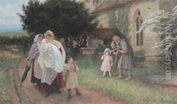 The Christening Party Oil Painting - Philip Richard Morris