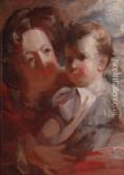 Portrait Of Mrs. Neagle And Her Son Garrett Oil Painting - John Neagle